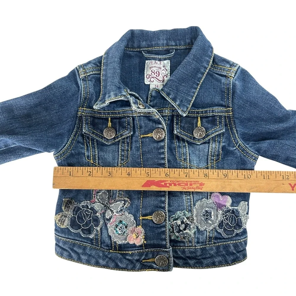 Toddler Embroidered Denim Jacket 24M Floral Butterfly‎ Y2K Coquette Cottagecore